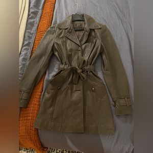 Tahari Authentic Leather Trench Coat
